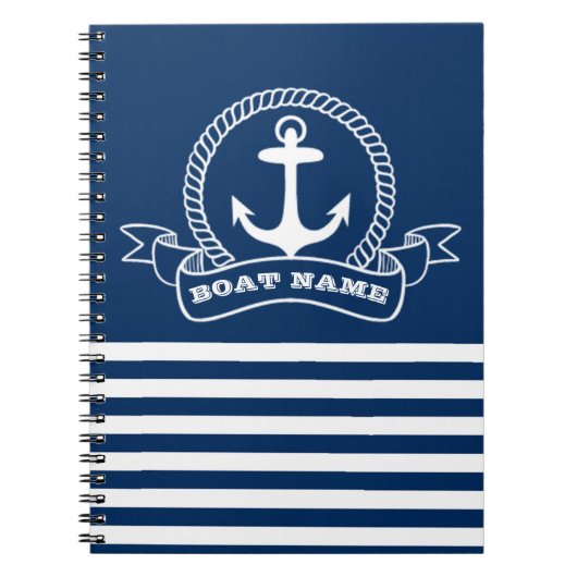 Nautic Anchor Navy Blue Striping Notizblock (Vorderseite)