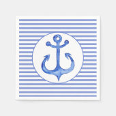 Nautic Anchor - Navy Blue Striping Paper Napkins Serviette (Vorderseite)