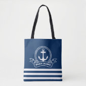 Nautic Anchor Navy Blue Striping Tasche (Vorderseite)