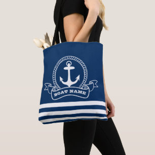 Nautic Anchor Navy Blue Striping Tasche