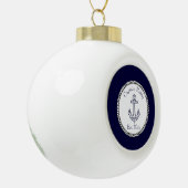 Nautic Anchor Navy Blue und White Keramik Kugel-Ornament (Links)
