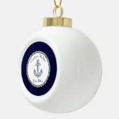 Nautic Anchor Navy Blue und White Keramik Kugel-Ornament (Rechts)