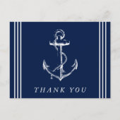 Nautic Anchor Navy Blue Vielen Dank Postkarte (Vorderseite)