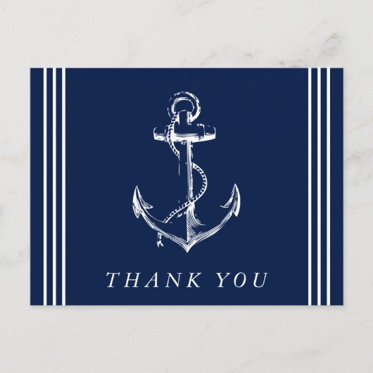 Nautic Anchor Navy Blue Vielen Dank Postkarte (Vorderseite)
