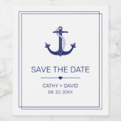 Nautic Anchor Navy Blue Wedding speichern das Datu Weinetikett (Einzelnes Label)