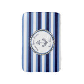 Nautic Anchor Navy Blue Wedgwood White gestreift Badematte (Vorderseite Vertikal)