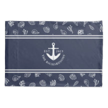Nautic Anchor Navy Blue White Individuelle Name