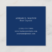 Nautic Anchor Navy Blue White Monogram Simple Quadratische Visitenkarte (Rückseite)