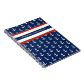 Nautic Anchor Navy Blue White Red Individuelle Nam Notizblock (Rechte Seite)
