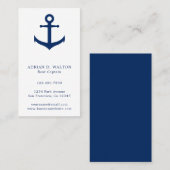 Nautic Anchor Navy Blue White Visitenkarte (Vorne/Hinten)