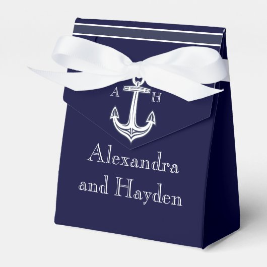 Nautic Anchor Navy Blue White Wedding Geschenkschachtel (Vorderseite)