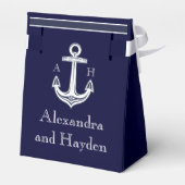 Nautic Anchor Navy Blue White Wedding Geschenkschachtel (Rückseite)
