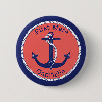 Nautic Anchor Navy Coral First Mate Personalisiert