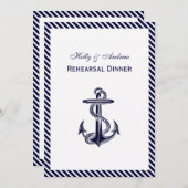 Nautic Anchor Navy Diag Strip 2V Probe Din Einladung (Vorne/Hinten)