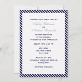 Nautic Anchor Navy Diag Stripe 2V Hochzeit Einladung (Rückseite)