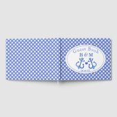 Nautic Anchor | Navy Gingham Monogram Guestbook Gästebuch (Voll)