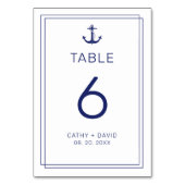Nautic Anchor Navy Minimalistische Hochzeit Tischnummer (Rückseite)