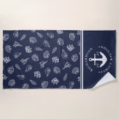 Nautic Anchor Navy White Family Wiedersehen Strandtuch (Vorderseite)