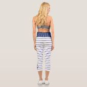 Nautic Anchor Navy White Stripes Muster Capri Leggings (Rückseite)