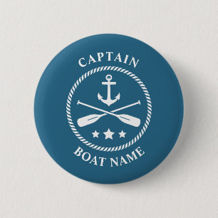 Nautic Anchor Oars Captain Bootname Blue Button