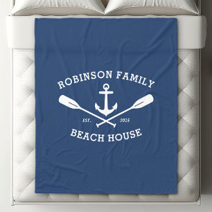 Nautic Anchor Oars Family Name Beach House Fleecedecke