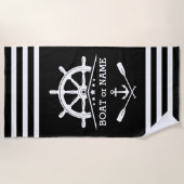 Nautic Anchor Oars helfen Ihrem Namen Schwarz & We Strandtuch (Vorderseite)