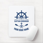 Nautic Anchor Oars Helm Captain & Boat Name Blue Mousepad (Mit Mouse)