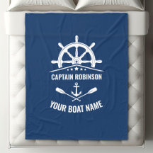 Nautic Anchor Oars Helm Captain & Boat Name Navy