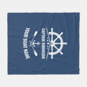 Nautic Anchor Oars Helm Captain & Boat Name Navy Fleecedecke (Vorderseite (Horizontal))