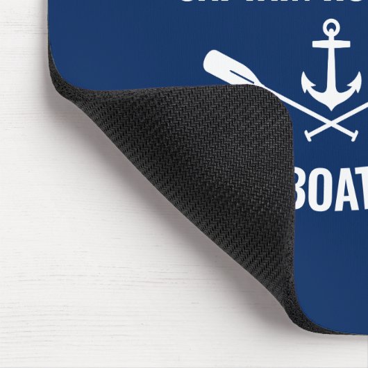 Nautic Anchor Oars Helm Captain & Boat Name Navy Mousepad (Ecke)