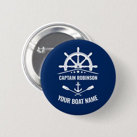 Nautic Anchor Oars Helm Kapitän und Name des Boote Button (Vorne & Hinten)