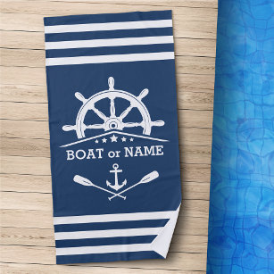 Nautic Anchor Oars hilft Ihrem Namen Blau & Weiß Strandtuch