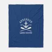 Nautic Anchor Oars Navy Blue Family Lake House Fleecedecke (Vorderseite)