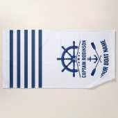 Nautic Anchor Oars Paddles Boat oder Captain Name Strandtuch (Vorderseite)