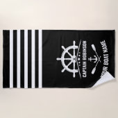 Nautic Anchor Oars Paddles Captain Name oder Boot Strandtuch (Vorderseite)