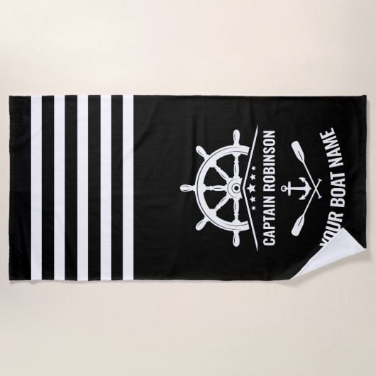 Nautic Anchor Oars Paddles Captain Name oder Boot Strandtuch (Vorderseite)
