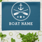 Nautic Anchor Oars Stars Boot Name Aqua Blue Geschirrtuch (Gefaltet)
