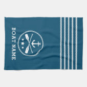 Nautic Anchor Oars Stars Boot Name Aqua Blue Geschirrtuch (Horizontal)