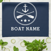 Nautic Anchor Oars Stars Boot Name Sea Blue Geschirrtuch (Gefaltet)