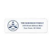 Nautic Anchor Oars Stars Rope Navy Blue Address (Vorne)