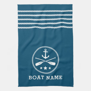 Nautic Anchor Oars Sterne Schiff Name Aqua Blue Geschirrtuch