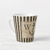 Nautic Anchor Old World Map Black Monogramm Milchtasse (Linke Ecke)