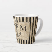 Nautic Anchor Old World Map Black Monogramm Milchtasse (Rechte Ecke)