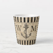 Nautic Anchor Old World Map Black Monogramm Milchtasse (Vorderseite)