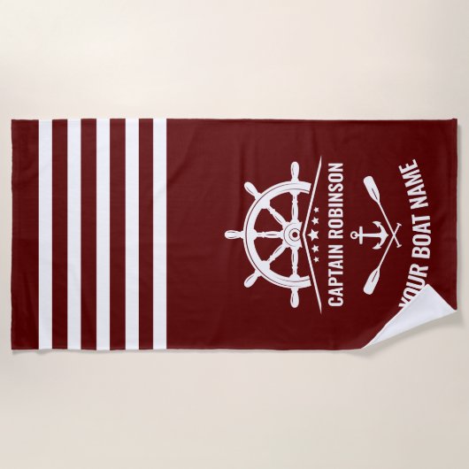 Nautic Anchor Paddles Oars Captain Name oder Boot Strandtuch (Vorderseite)