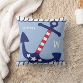 Nautic Anchor Patriotic Add Name & Monogram Kissen (Decke)