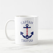 Nautic Anchor Patriotic Captain Name hinzufügen Kaffeetasse (Links)