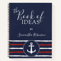 Nautic Anchor Personalisiert Red White Navy Blue