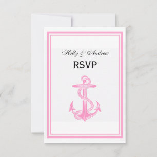 Nautic Anchor Pink Gerahmt 2V UAWG RSVP Karte