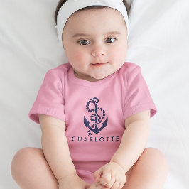 Nautic Anchor Pink Personalisiert Baby Strampler